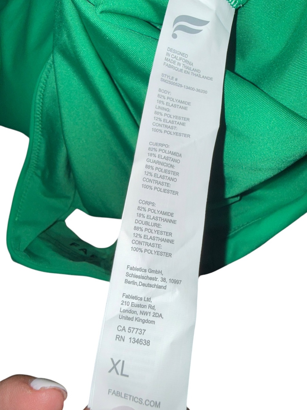 Fabletics Green Zip Front One Piece Swimsuit XL NWT Athletic Swim - Picture 9 of 13
